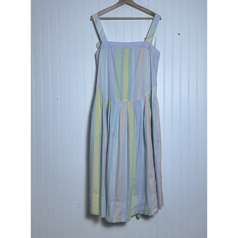 Free People Primavera Stripe Midi Dress Cotton Size XL Adjustable Strap Casual - Picture 6 of 9